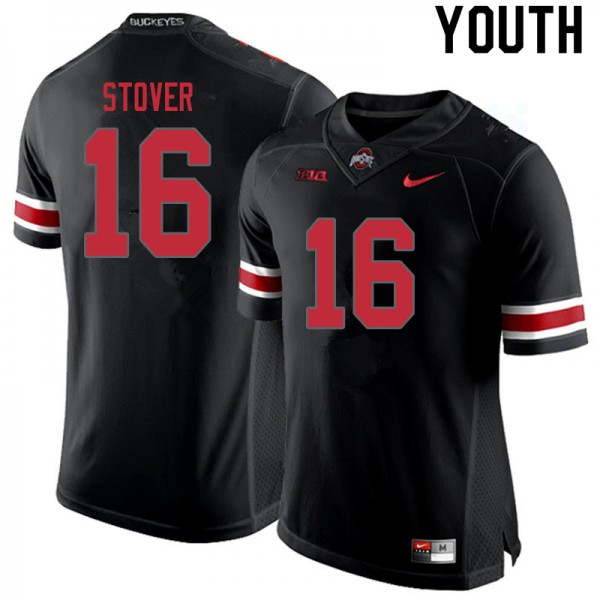 Ohio State Buckeyes #16 Cade Stover Youth Football Jersey Blackout